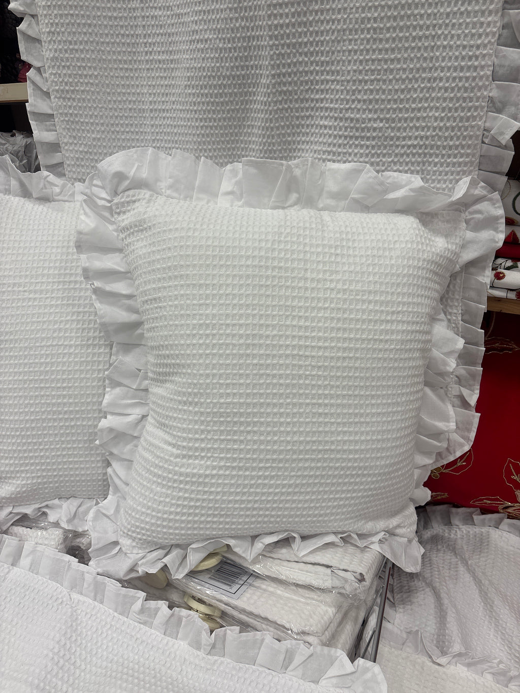 2 Housses à coussin volants nid d’abeilles 40x40cm