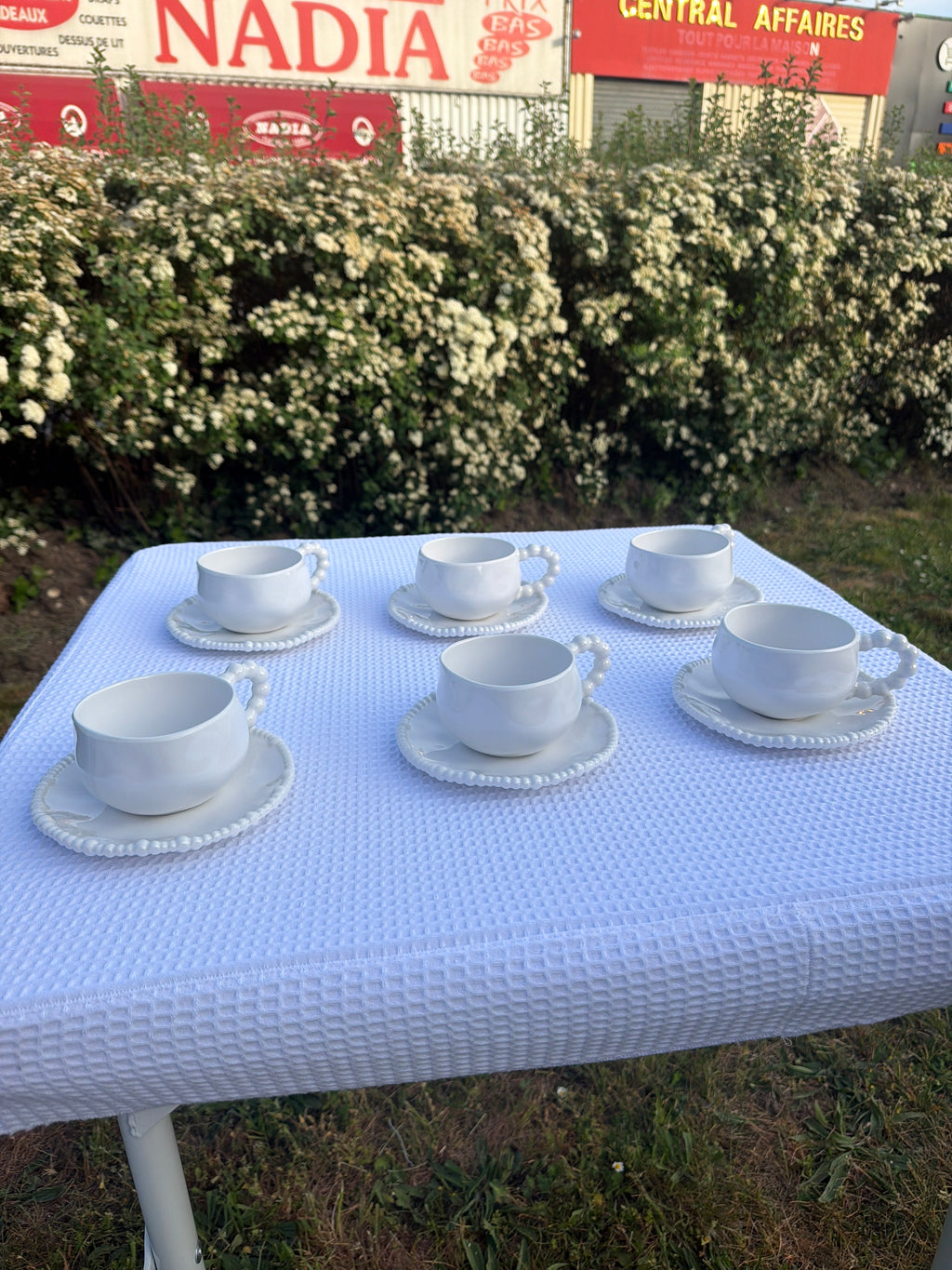 Service à Café Perles - 12 pièces en mélamine - 6 tasses & 6 soucoupes - À commander seul