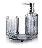 Ensemble en verre - salle de bains - gris - lot de 3