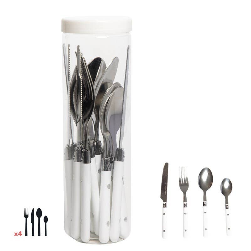 Ensemble de couverts 16 pièces - Acier inoxydable blanc