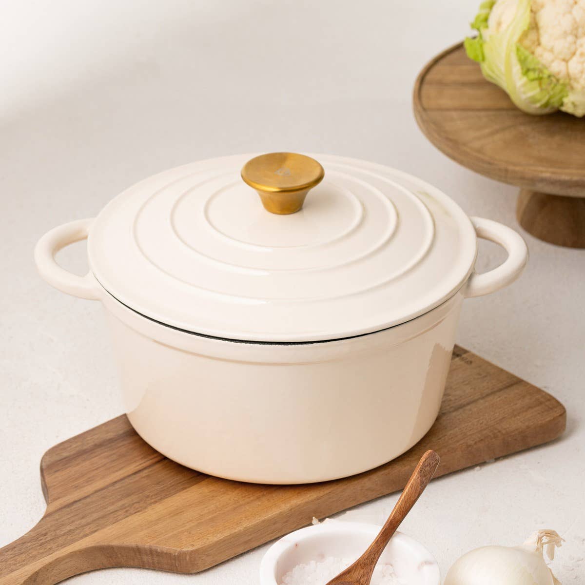 Cocotte en fonte | ANDREAS | beige traditionnelle 4 L