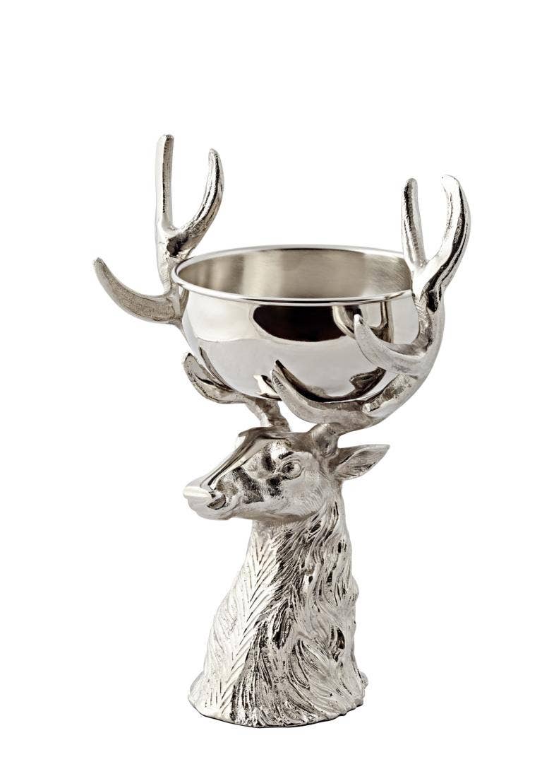 Tête de cerf avec coquille Richard, aluminium nickelé