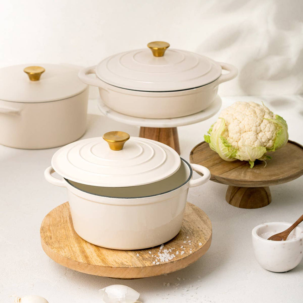 Cocotte en fonte | ANDREAS | beige traditionnelle 4 L
