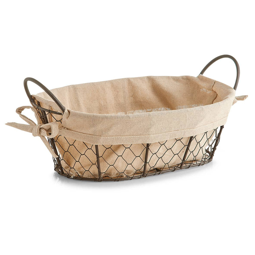 Corbeille à pain avec sac "Countrystyle", métal/lin: Marron/beige / Env. 30 x 21 x 11 cm