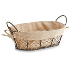 Corbeille à pain avec sac "Countrystyle", métal/lin: Marron/beige / Env. 30 x 21 x 11 cm