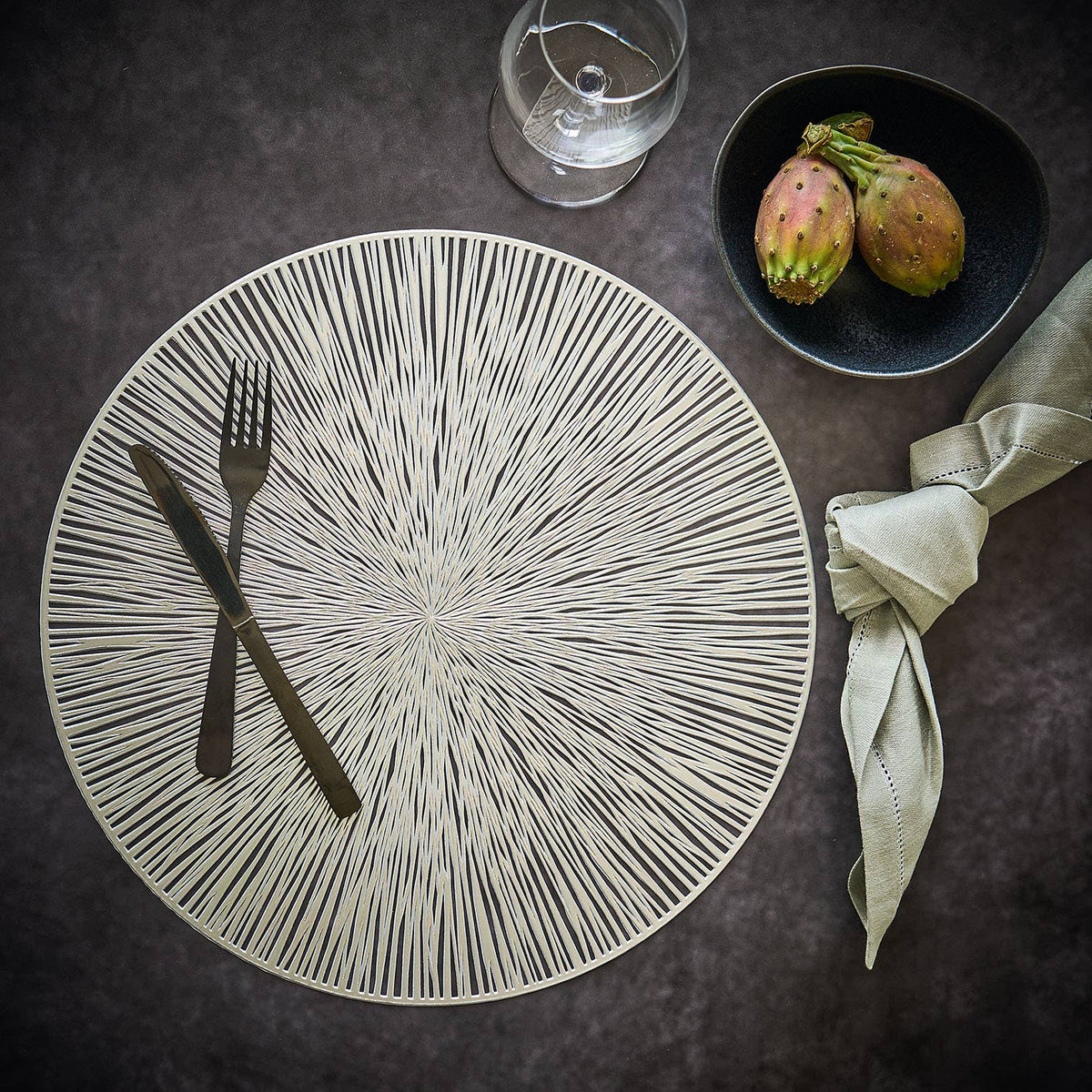 Set de table, plastique, argenté
