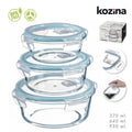 Lot de 3 boîtes hermétiques rondes en borosilicate