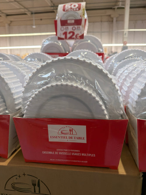 50 pièces enssemble d’assiettes Perles Réutilisable en plastique