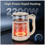 Bouilloire – 1,7L - Rétro – Intérieur en verre – 2200W – Crème