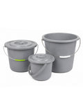 Lot 3 pièces - 1 pot / 1 petit pot / 1 seau - GRIS