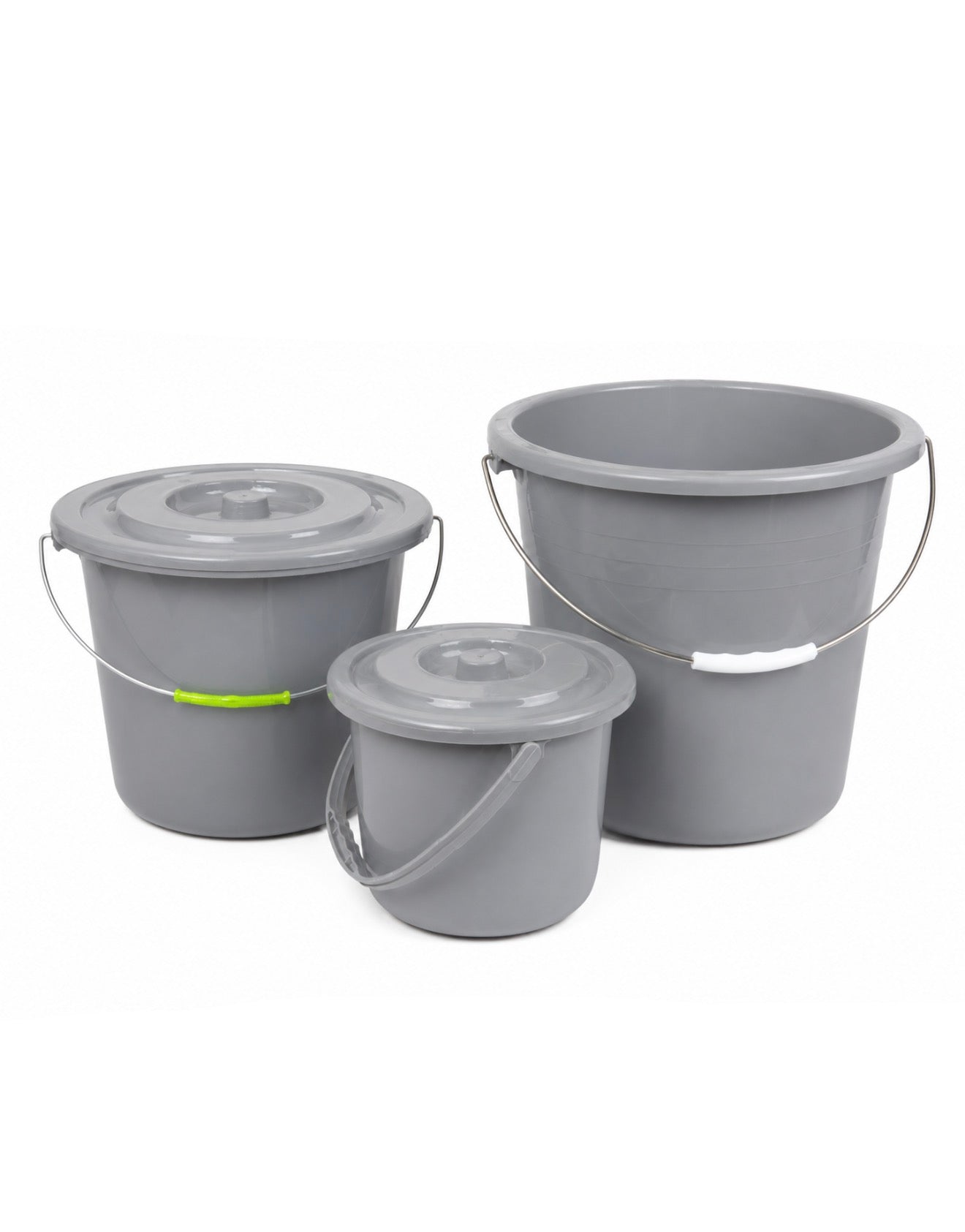 Lot 3 pièces - 1 pot / 1 petit pot / 1 seau - GRIS