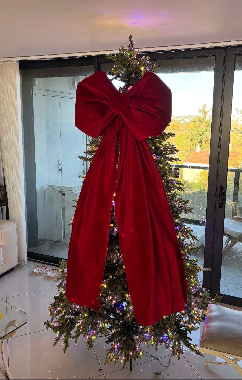 Noeud XXL Velour Rouge - 55cmx160cm
