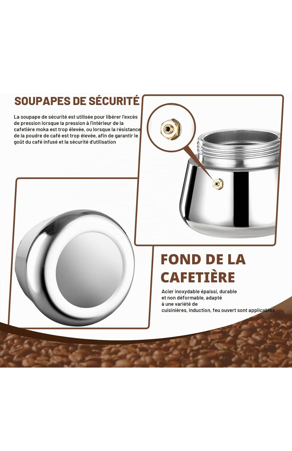 Cafetière à expresso 12 tasses en acier inoxydable 600ml