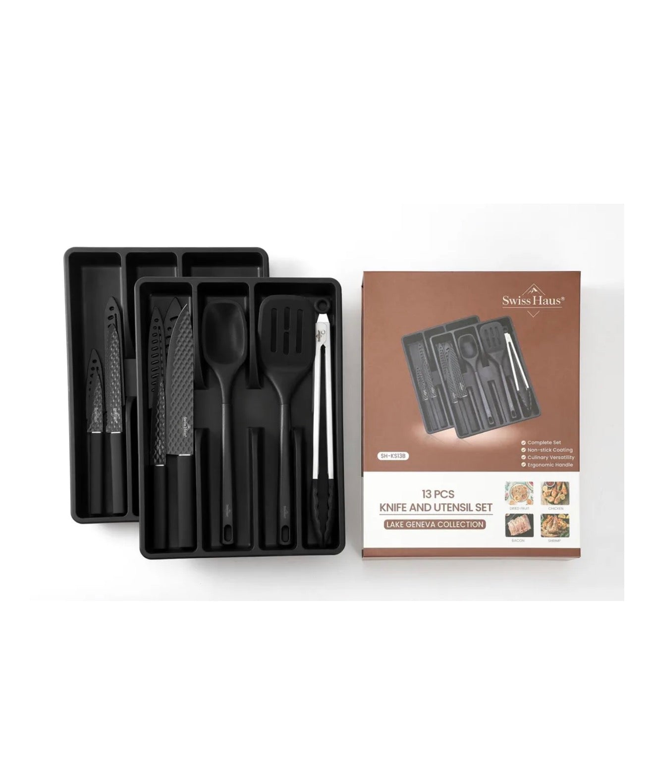 Ensemble de couteaux et d'ustensiles 13 pièces - Noir