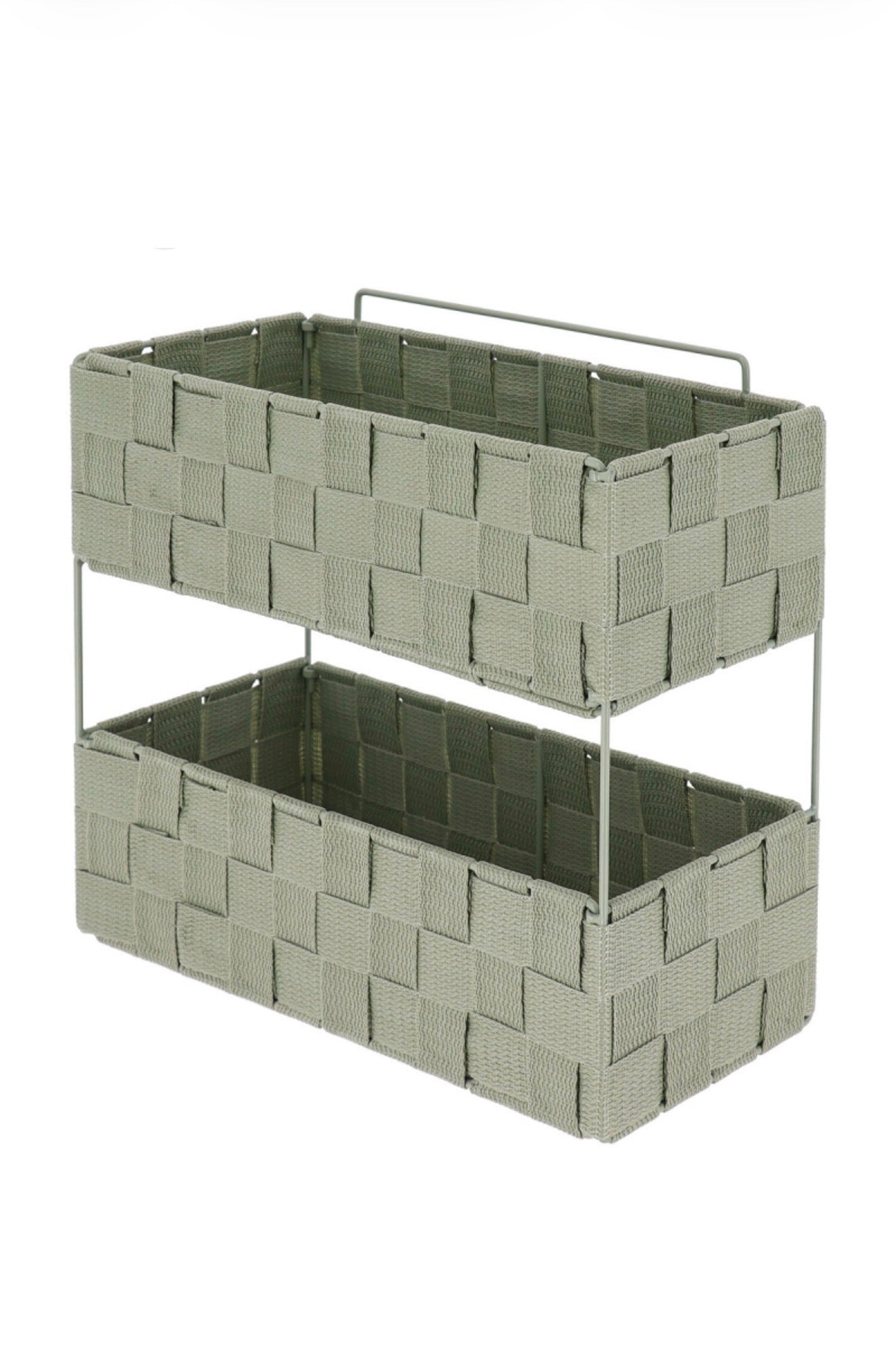 Etagere 2 niveaux gm en polyester tresse metal pliable a poser ou fixer - Vert