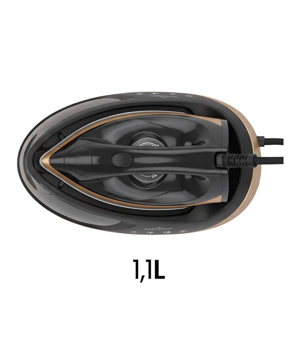 Centrale vapeur Swiss Haus® 1,1 L – 2250 W – Noire et dorée