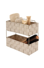 Etagere 2 niveaux gm en polyester tresse metal pliable a poser ou fixer - Beige