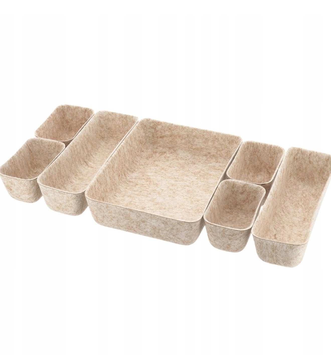 Organisateur de tiroir Beige - 7 paniers - Polyester