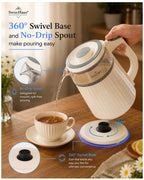 Bouilloire – 1,7L - Rétro – Intérieur en verre – 2200W – Crème