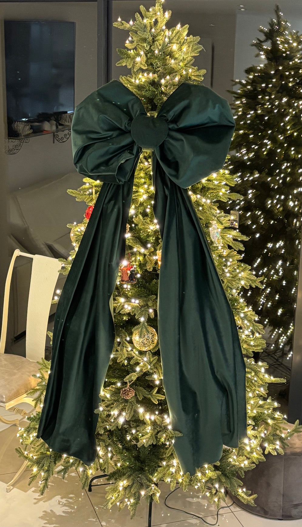 Noeud XXL Velour Vert - 55cmx160cm