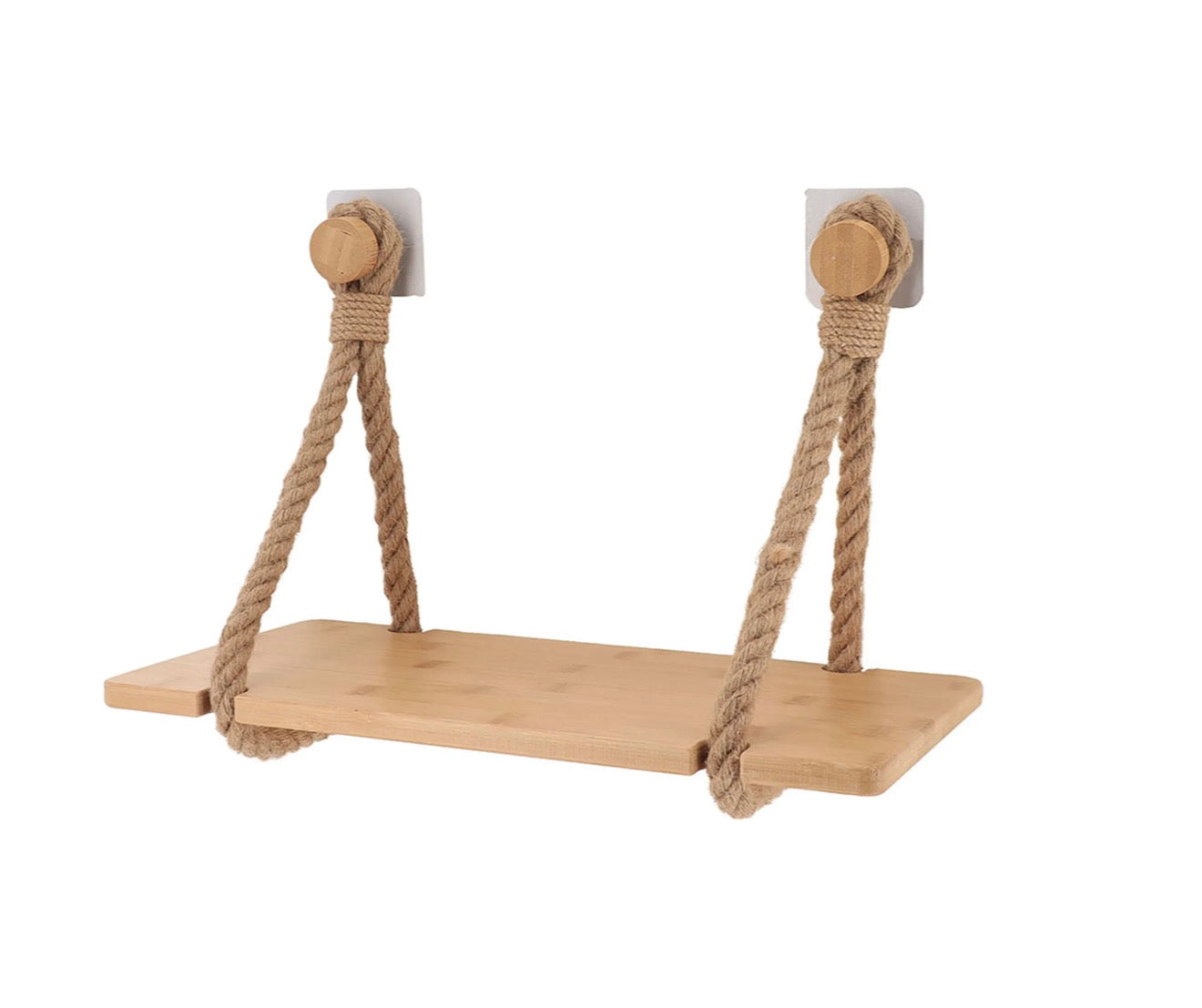 Etagere bambou + lanieres simili cuir sur sticker ou a fixer - Corde /bambou (Copie)
