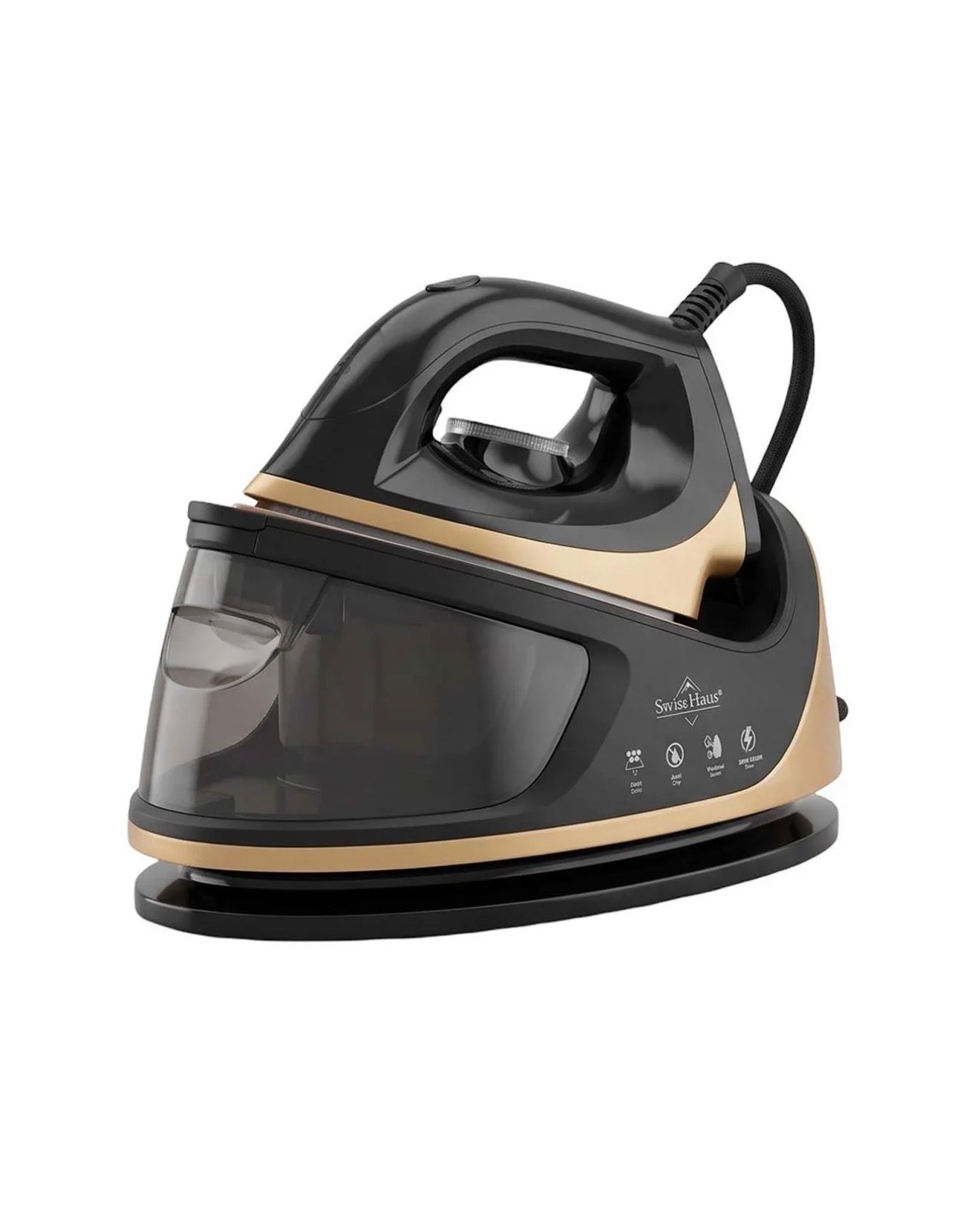 Centrale vapeur Swiss Haus® 1,1 L – 2250 W – Noire et dorée