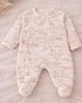 Pyjamas, bonnet et gants inspiration toile de Jouy 0/3 mois