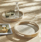 Lot De 2 Plateaux Arrondis Motif Bois Mango Wood Beige