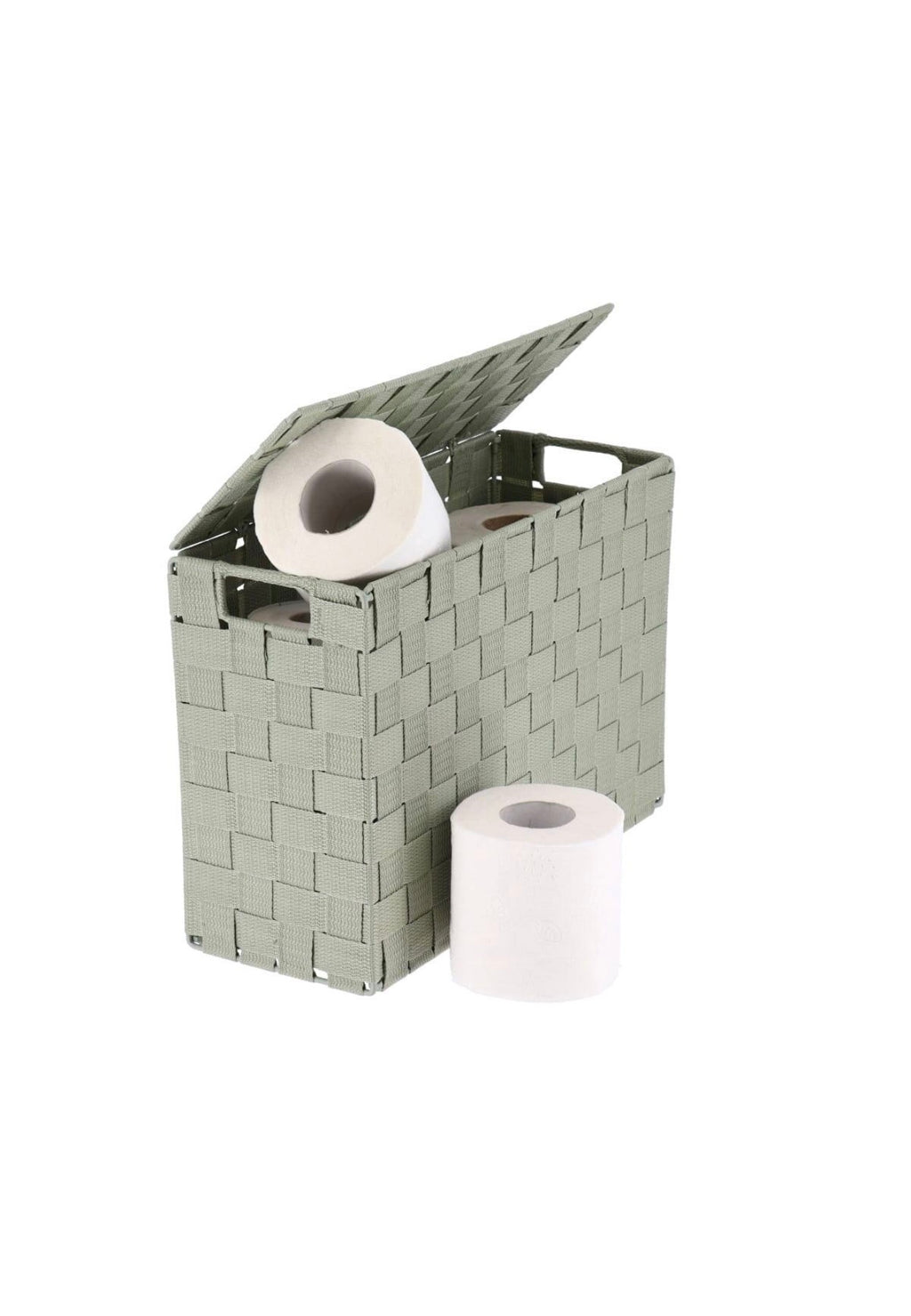 Panier de rangement pour papier toilette rectangulaire polyester /metal - vert