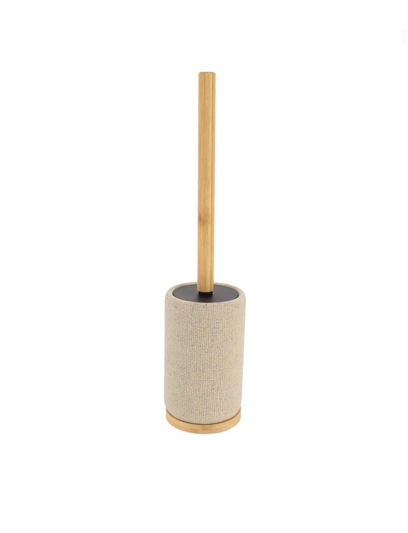Brosse WC polyresine rond bambou naturel 9.5x42.5cm - Beige