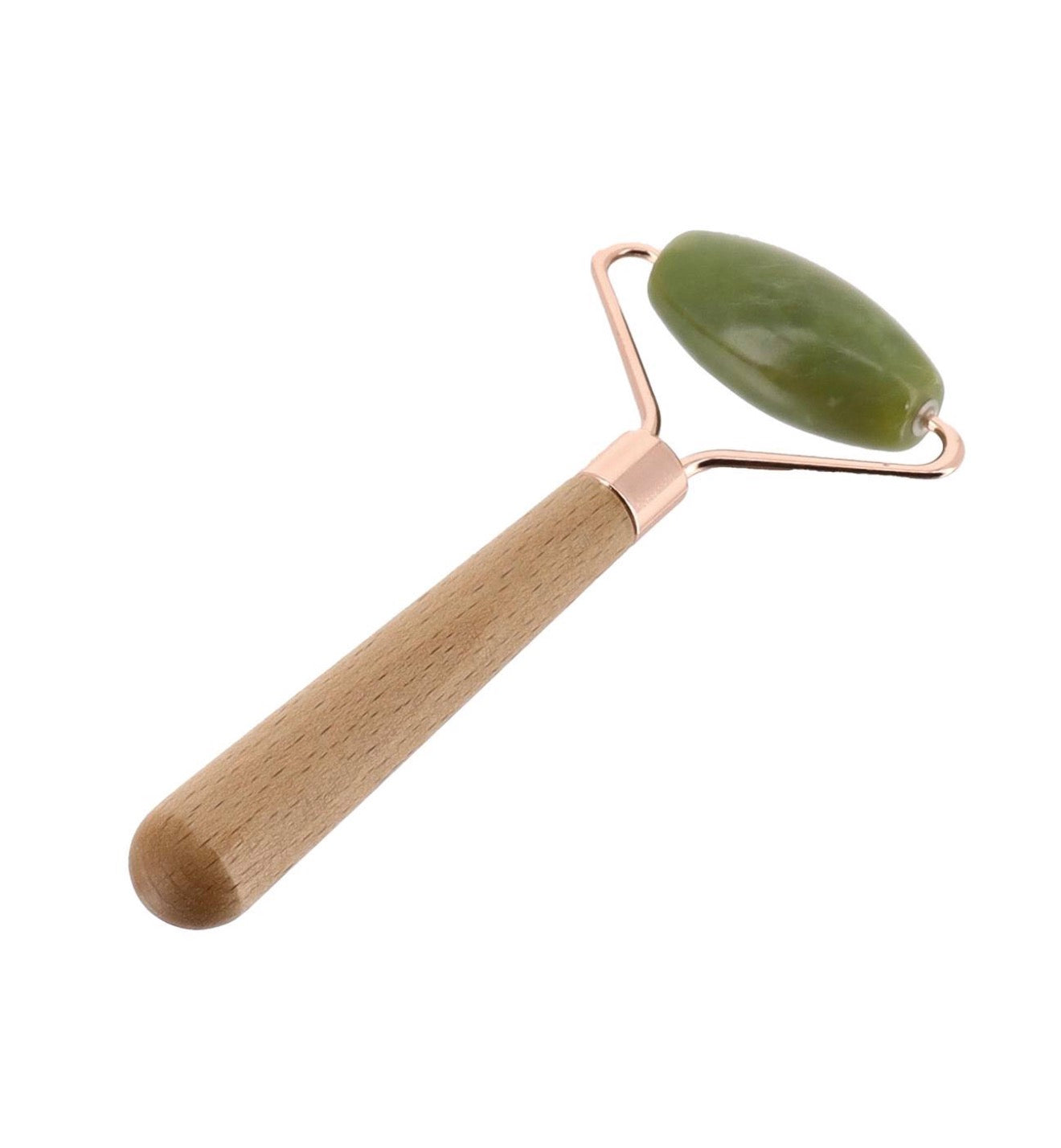 Rouleau de massage pour visage jade/bois - naturel/ vert