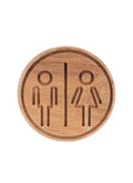Plaque de porte wc en acacia grave modele homme/ femme sur sticker - naturel