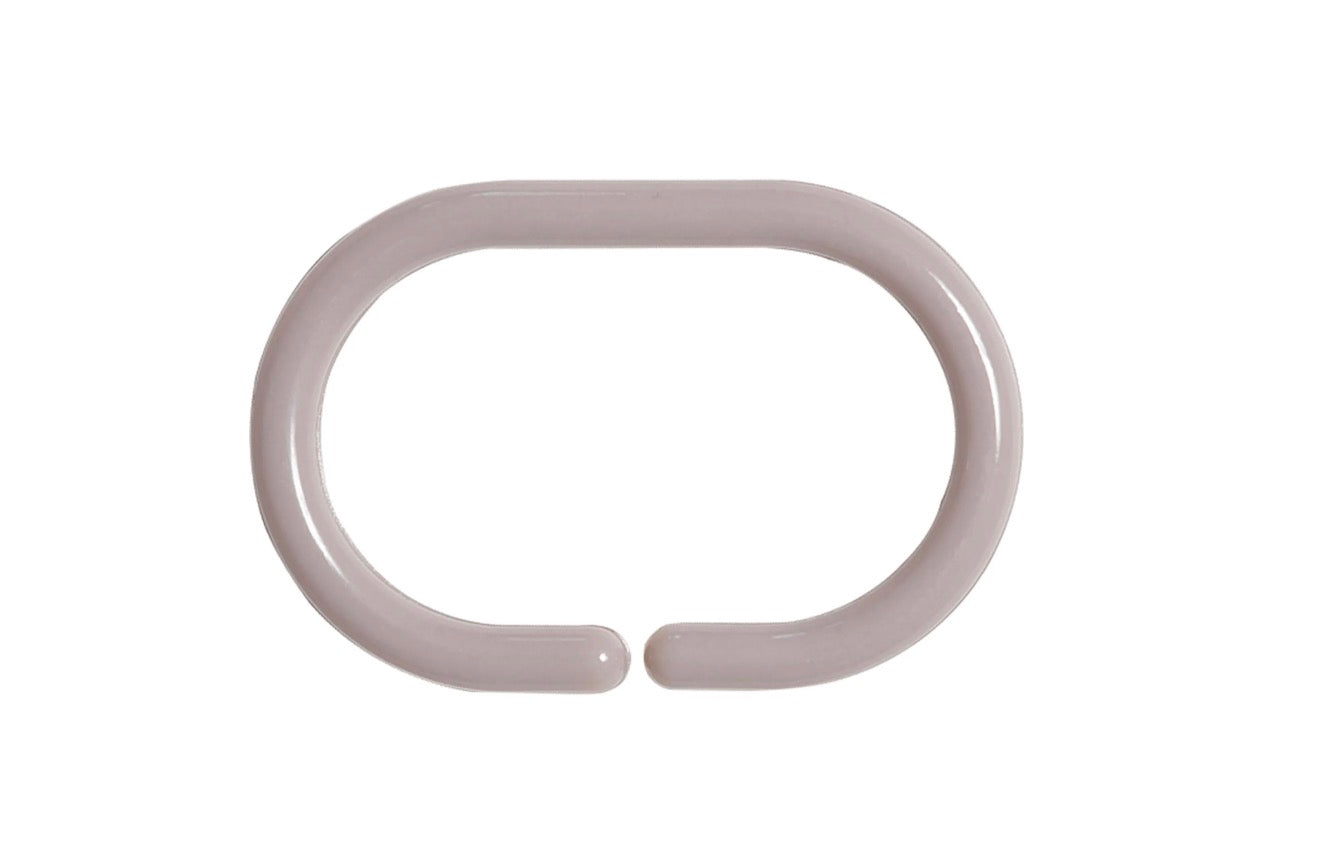Lot de 12 anneaux rideau de douche taupe