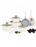 Batterie de cuisine - 19 pièces, avec revêtement céramique SAPPHIRE - crème