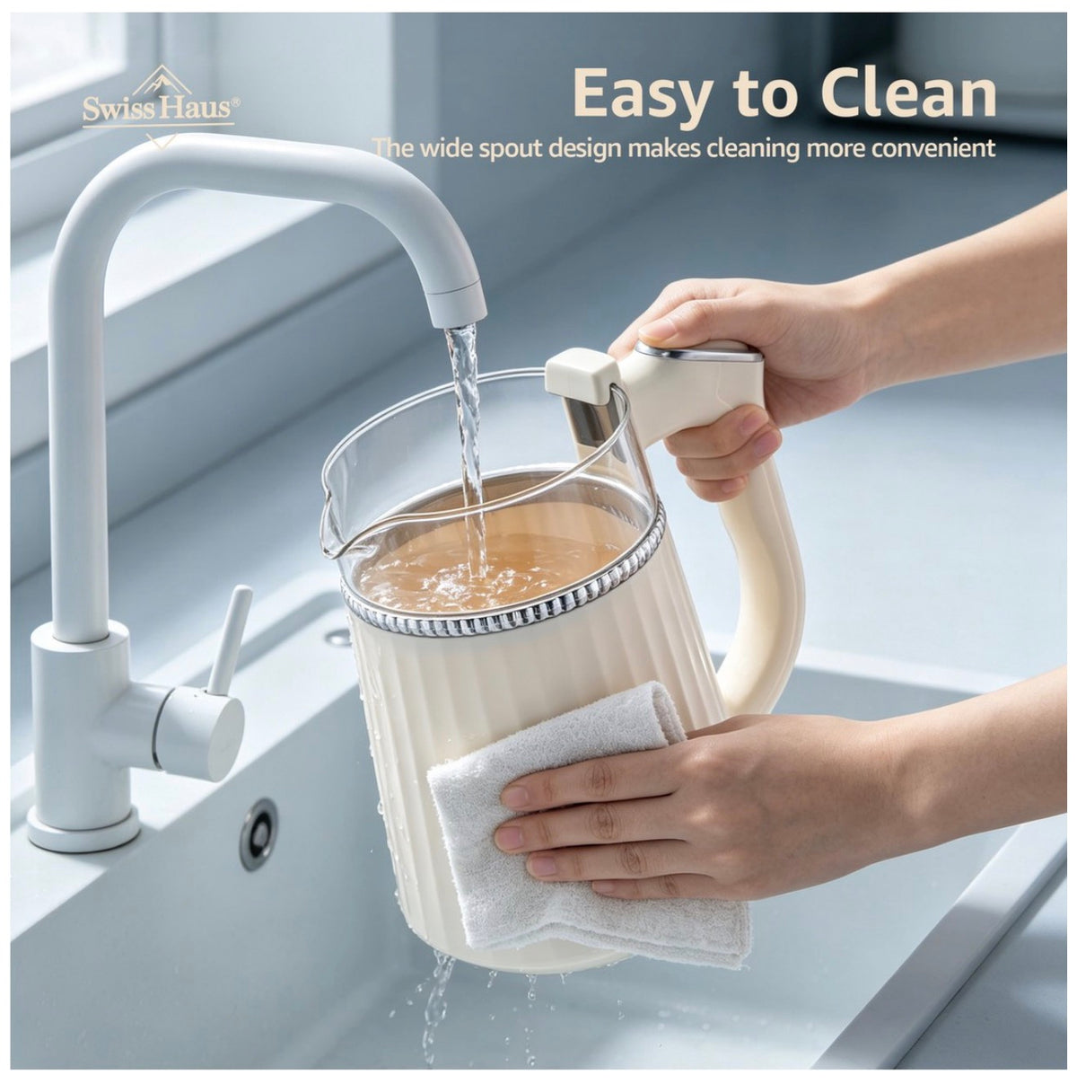 Bouilloire – 1,7L - Rétro – Intérieur en verre – 2200W – Crème