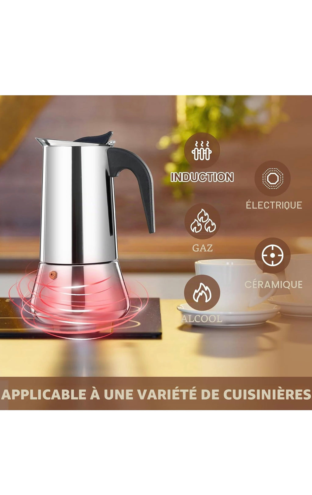Cafetière à expresso 12 tasses en acier inoxydable 600ml