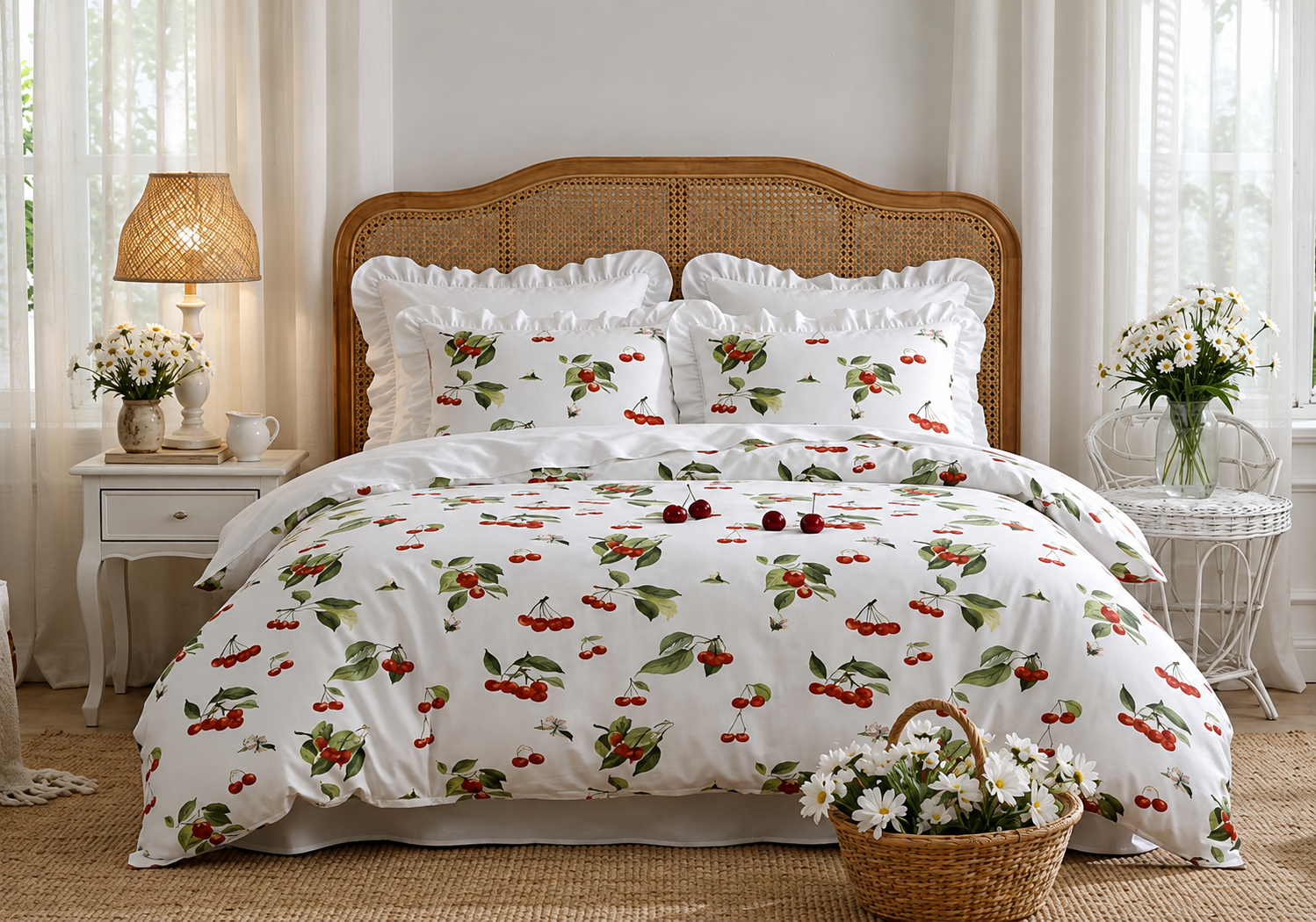 Housse de couette Cerise - 200x200- 100% coton