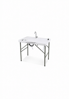 Table de camping pliante 2 éviers - Robinet inox rotatif 360° - 101,5 x 65,5 x 107,5 cm