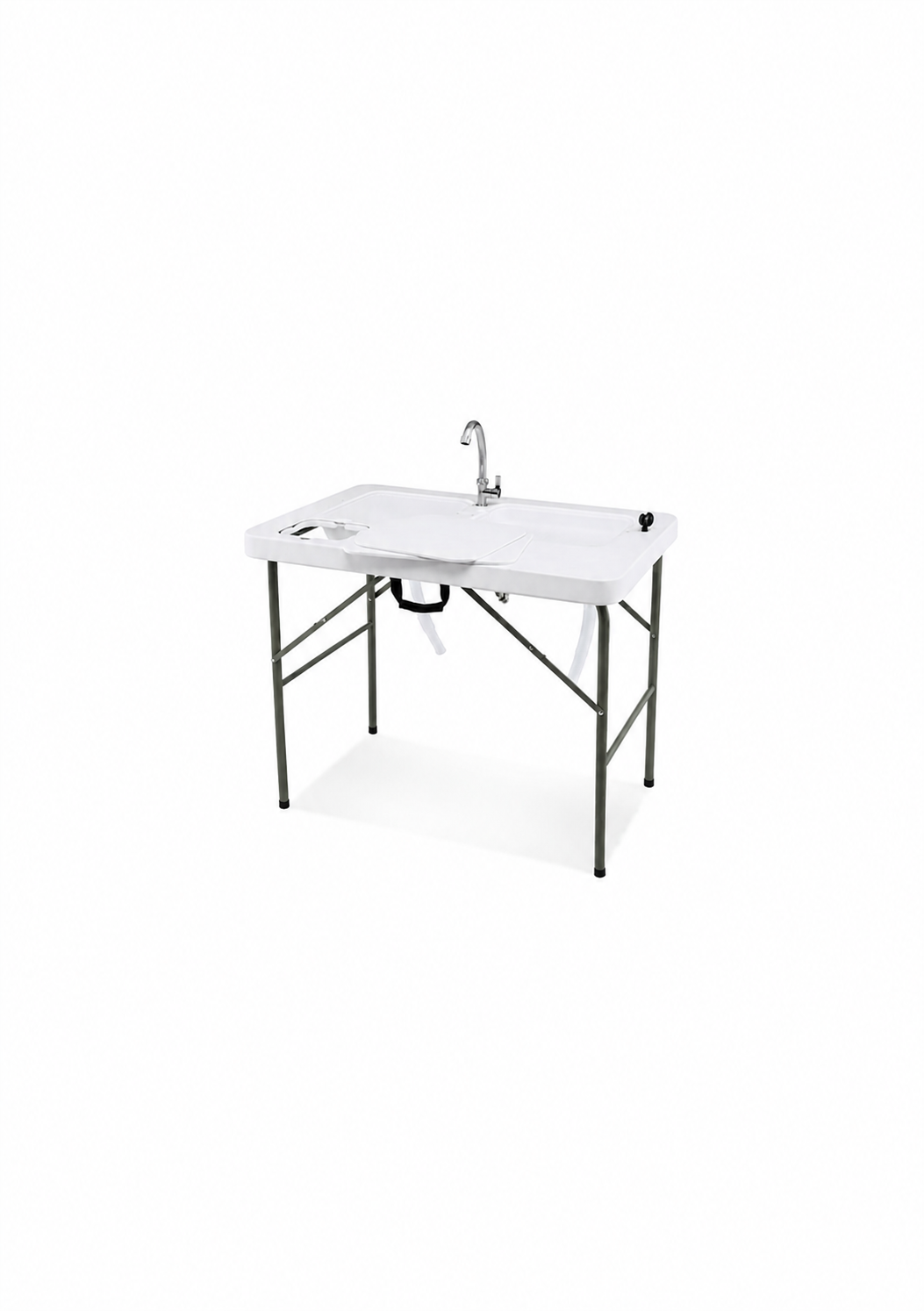 Table de camping pliante 2 éviers - Robinet inox rotatif 360° - 101,5 x 65,5 x 107,5 cm