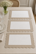 3 napperons Brodés 40x60cm - Blanc et Marron