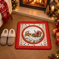Tapis de Noël antidérapant – Père Noël et traîneau – 50x50cm