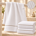 3 draps de bain 70x140cm - nid d’abeilles doublé éponge 100% Coton - Blanc