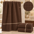 3 draps de bain 70x140cm - nid d’abeilles doublé éponge 100% Coton - Marron