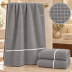 3 draps de bain 70x140cm - nid d’abeilles doublé éponge 100% Coton - Gris