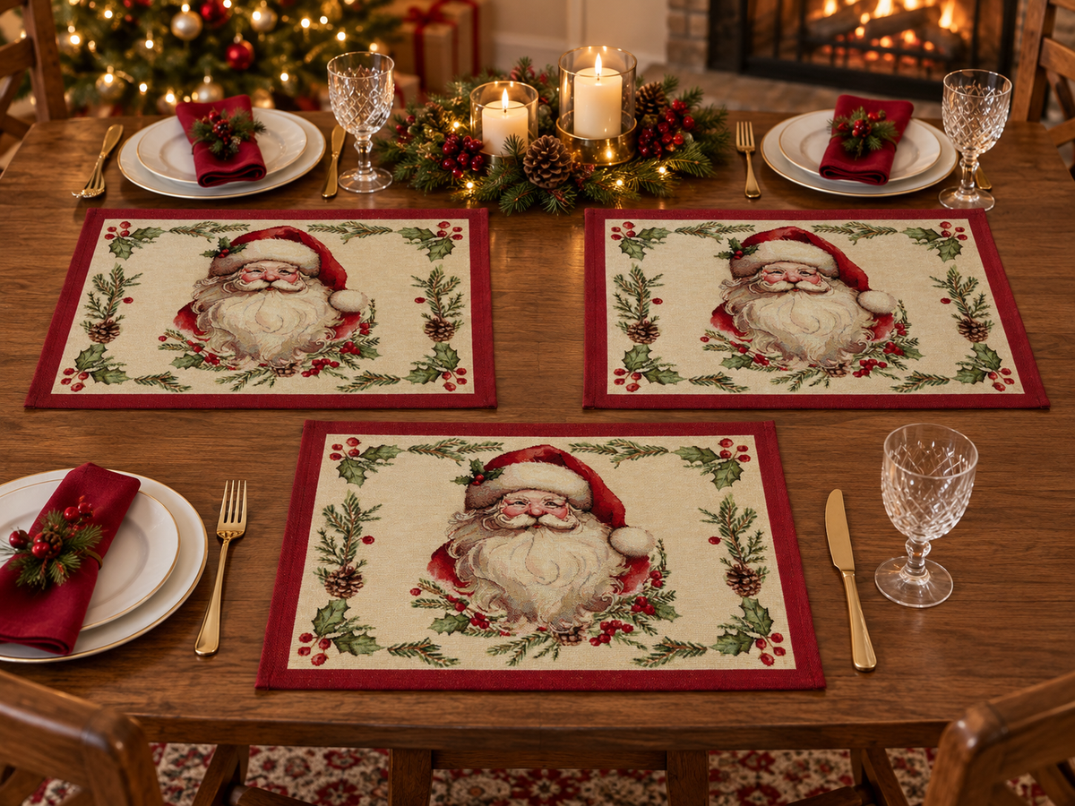 3 napperons  31x48cm - Tête Père Noël