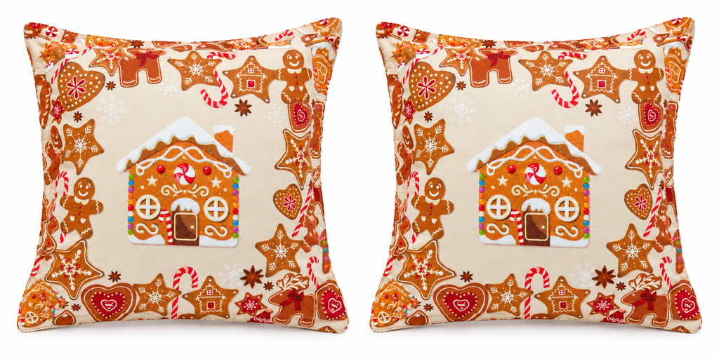 2 Housses à coussin 45x45cm 100% Coton - Pain d’épice