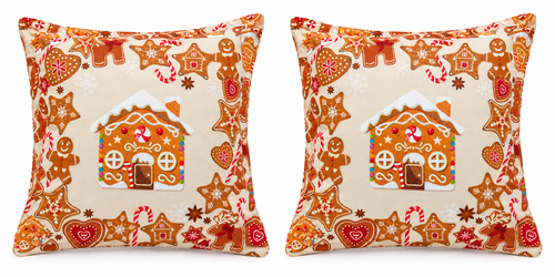2 Housses à coussin 45x45cm 100% Coton - Pain d’épice