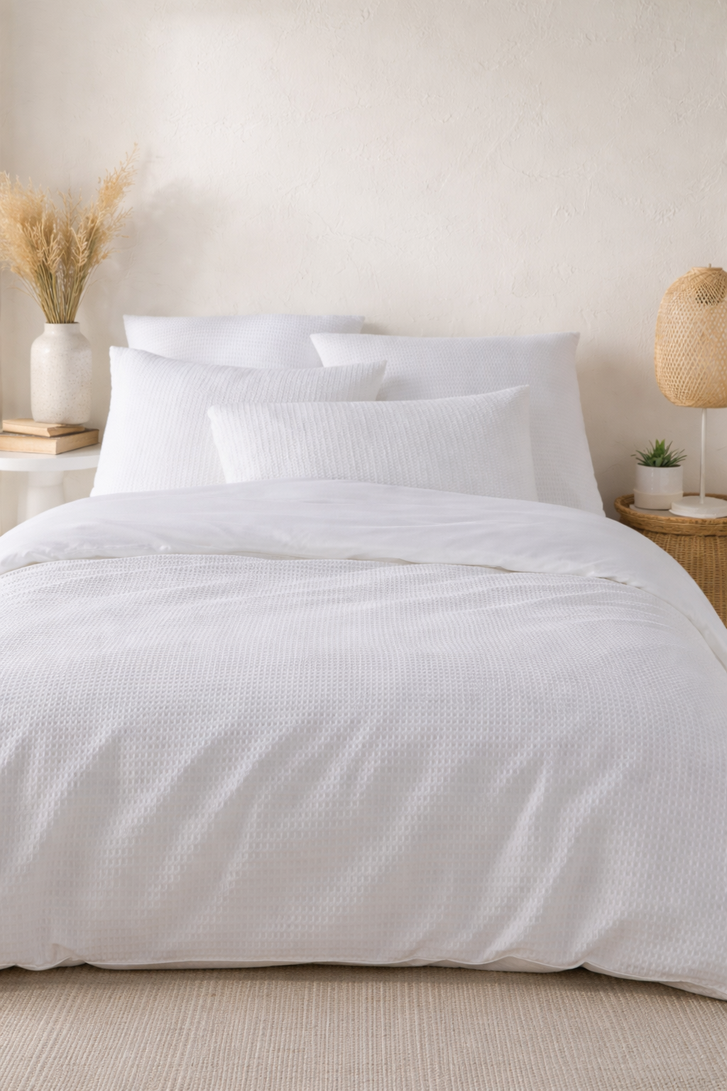 Housse de couette 200x200 nid d’abeilles 100% Coton