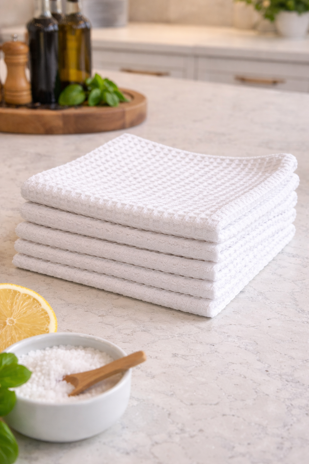 5 torchons nid d’abeilles