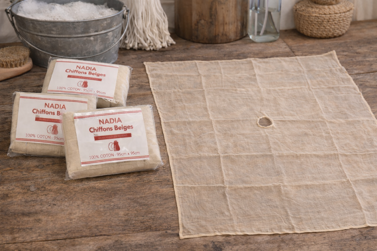 18 Chiffons Belges - 95x95cm - 100% Coton